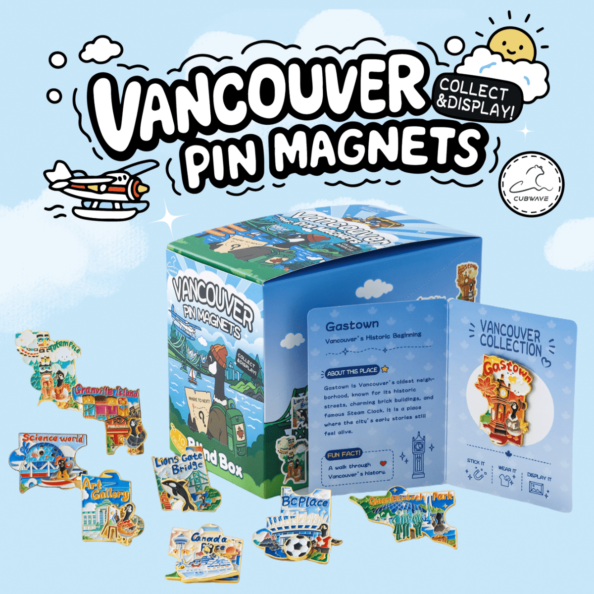 Vancouver Map Pin Magnet 2in1 Blind Bag - CUBWAVE MEDIA CORP