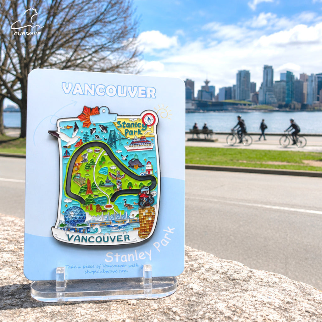 Stanley Park Cyclist Sliding Map Magnet