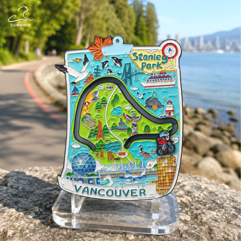 Stanley Park Cyclist Sliding Map Magnet