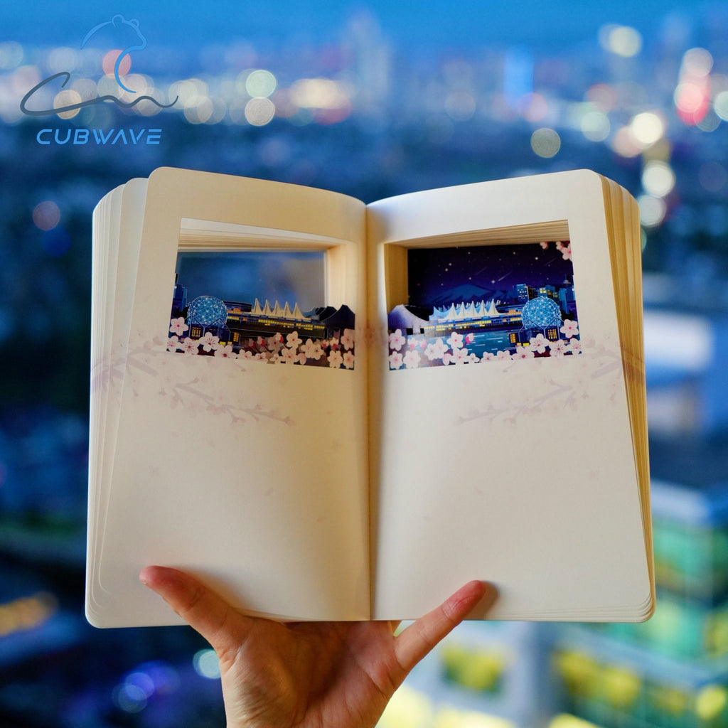 Vancouver Sakura Whisper · 3D Paper - Cut Notebook (Blue) - CUBWAVE MEDIA CORP