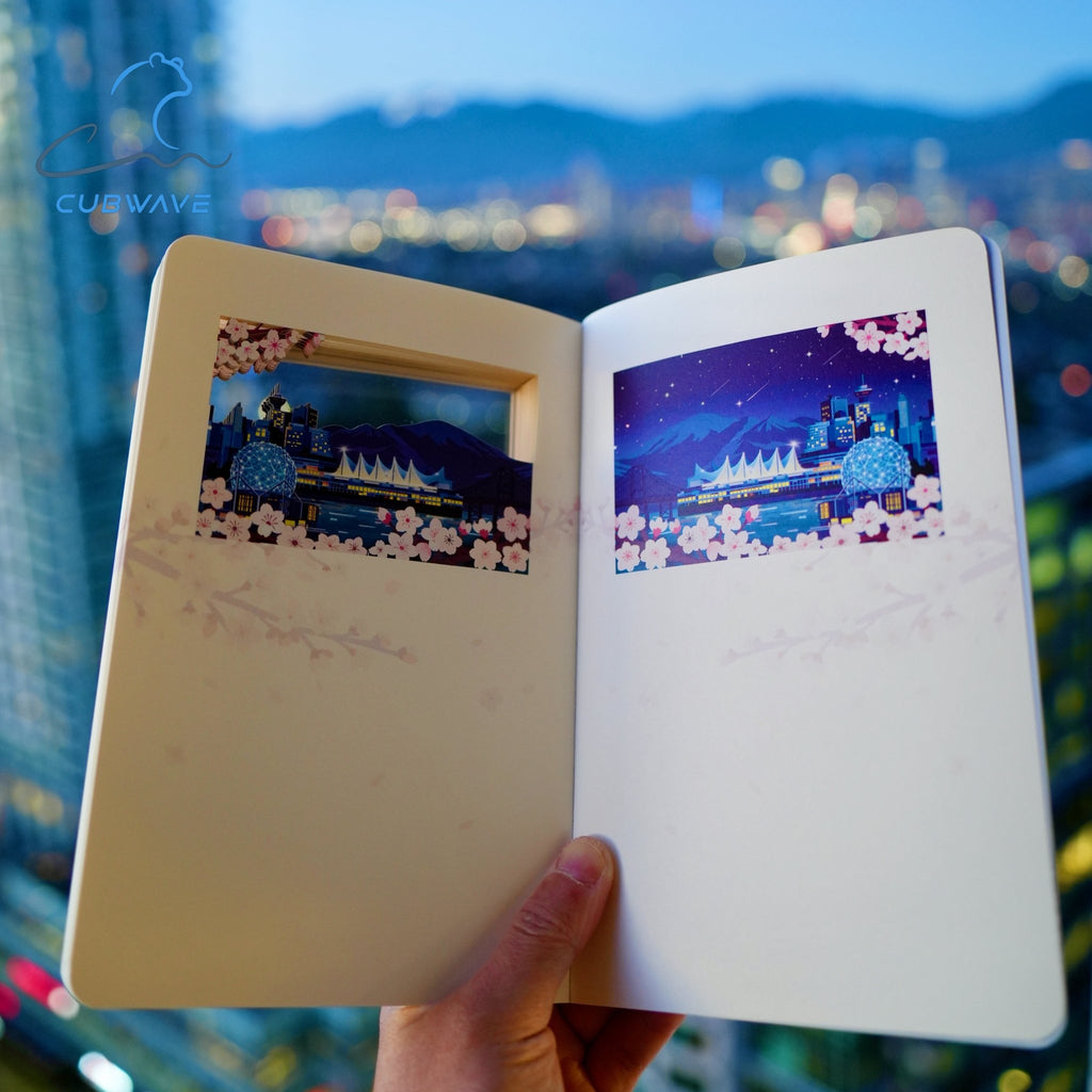 Vancouver Sakura Whisper · 3D Paper - Cut Notebook (Blue) - CUBWAVE MEDIA CORP