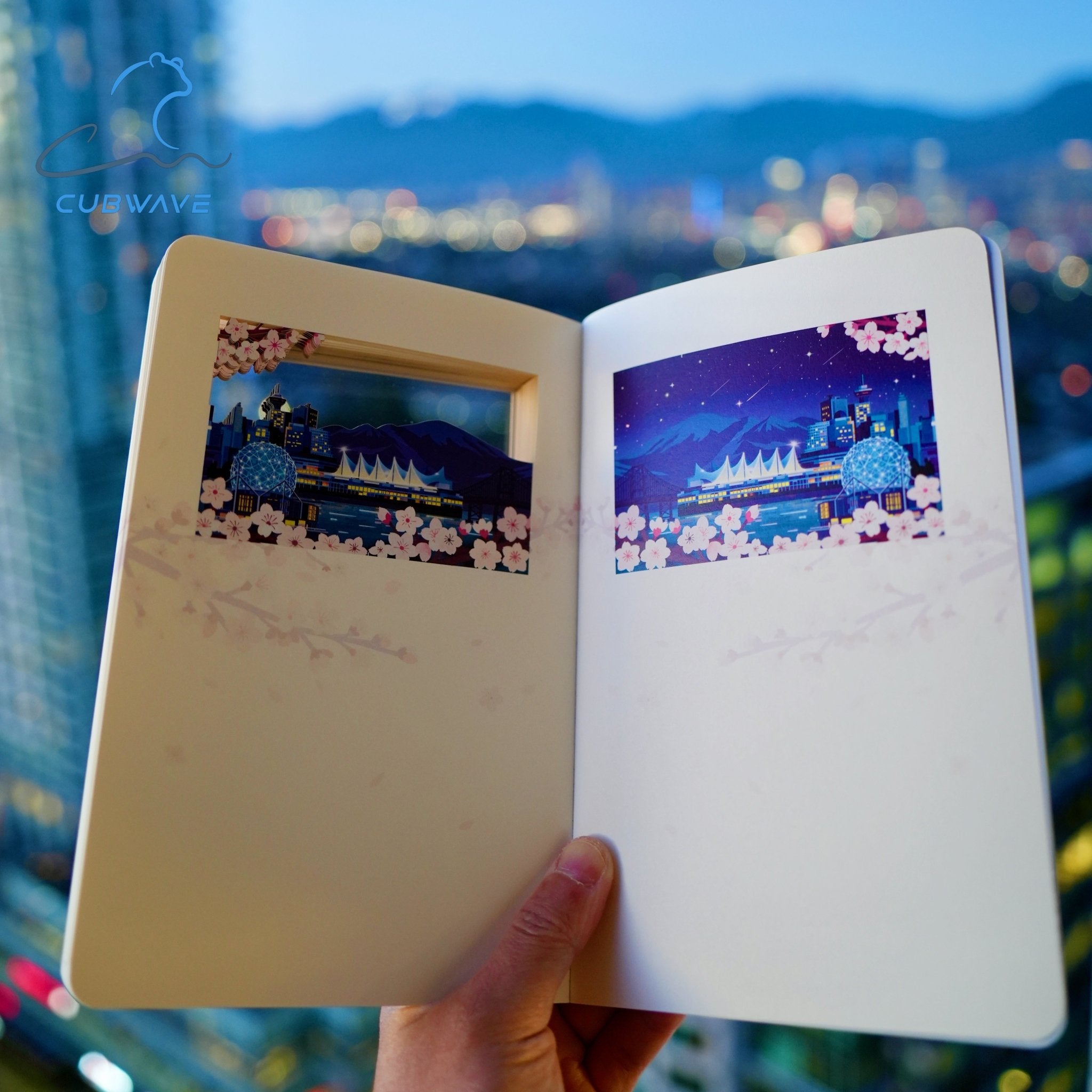 Vancouver Sakura Whisper · 3D Paper - Cut Notebook (Blue) - CUBWAVE MEDIA CORP