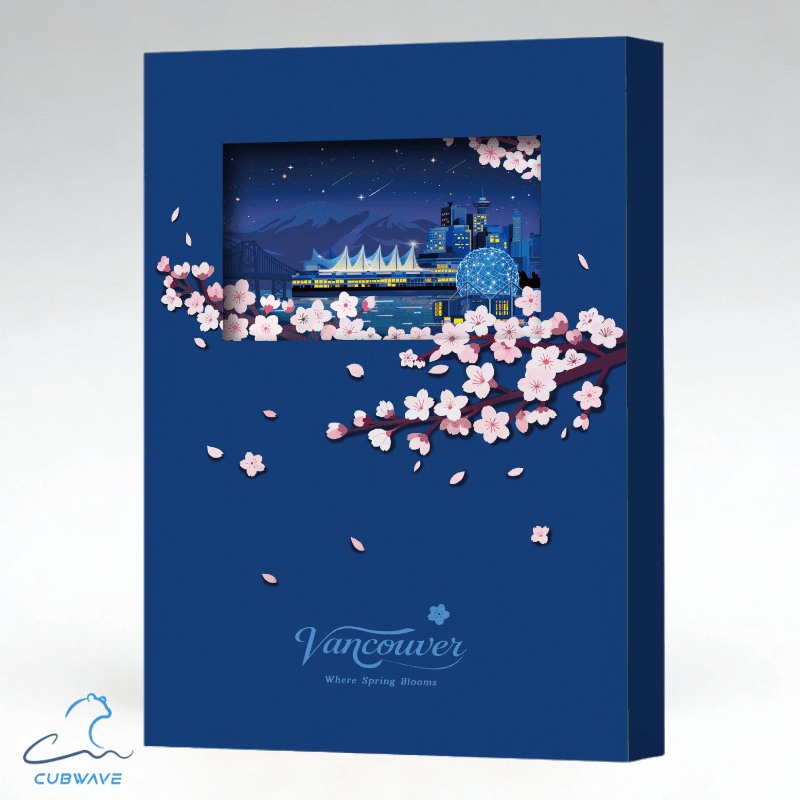 Vancouver Sakura Whisper · 3D Paper - Cut Notebook (Blue) - CUBWAVE MEDIA CORP